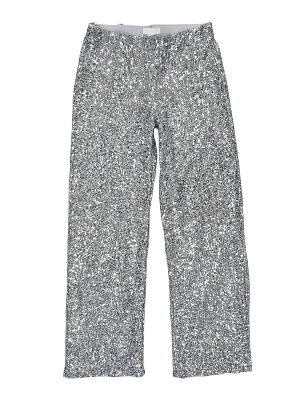 H&M Sparkle Palazzo pants women's medium gray stretch mesh silver sequins slinky
